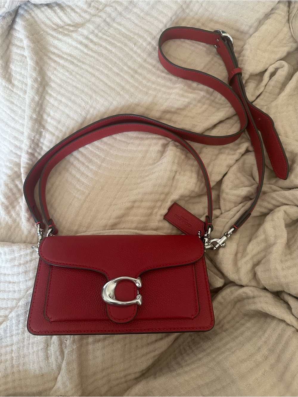 Coach Red Tabby 20 Leather Shoulder Bag with Signature 'C' Hardware